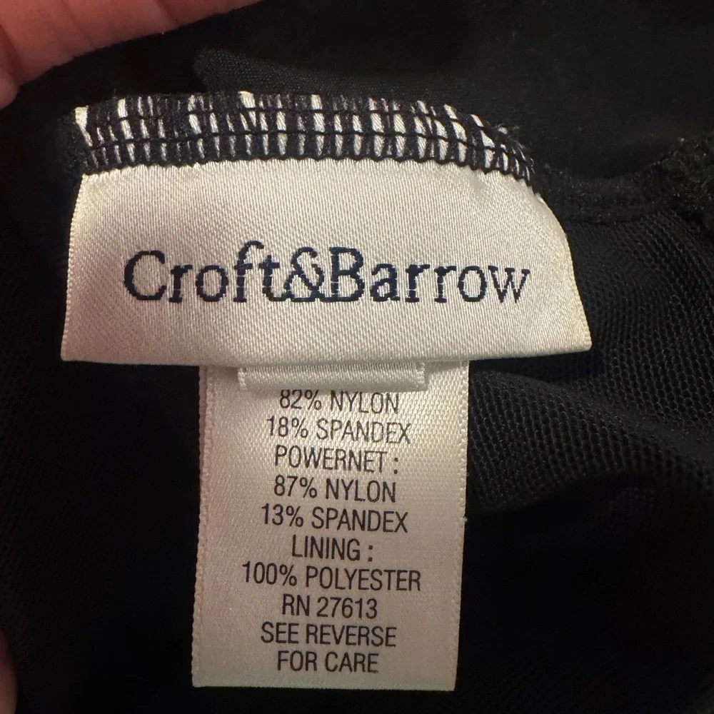 Croft & Barrow Black and Blue Striped Swimsuit